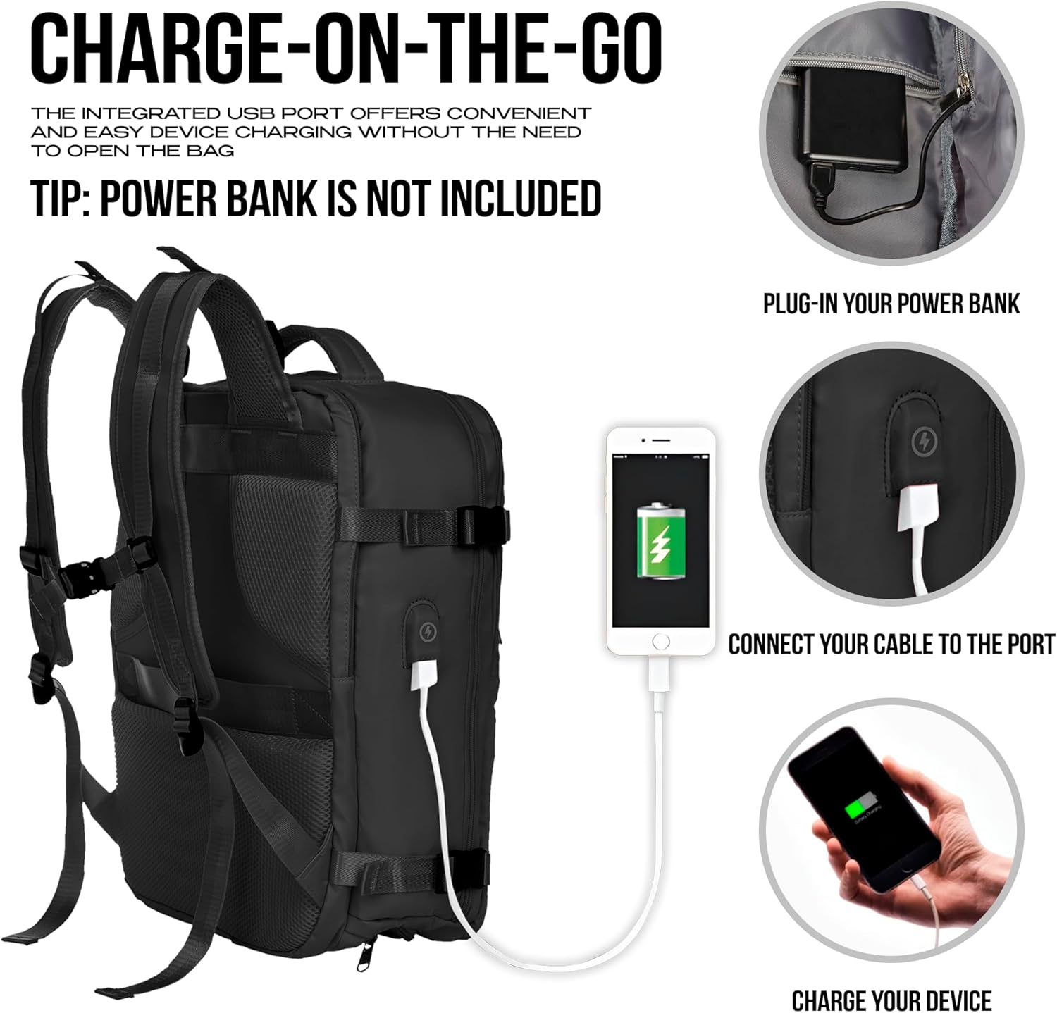 Airline Flight Approved Multifunctional Large Travel Backpack For Women Man,Travel Essentials,Carry On/Personal Item Backpack Under 18x14x8,Laptop Backpack,AntiTheft pocket,USB port - Image 5