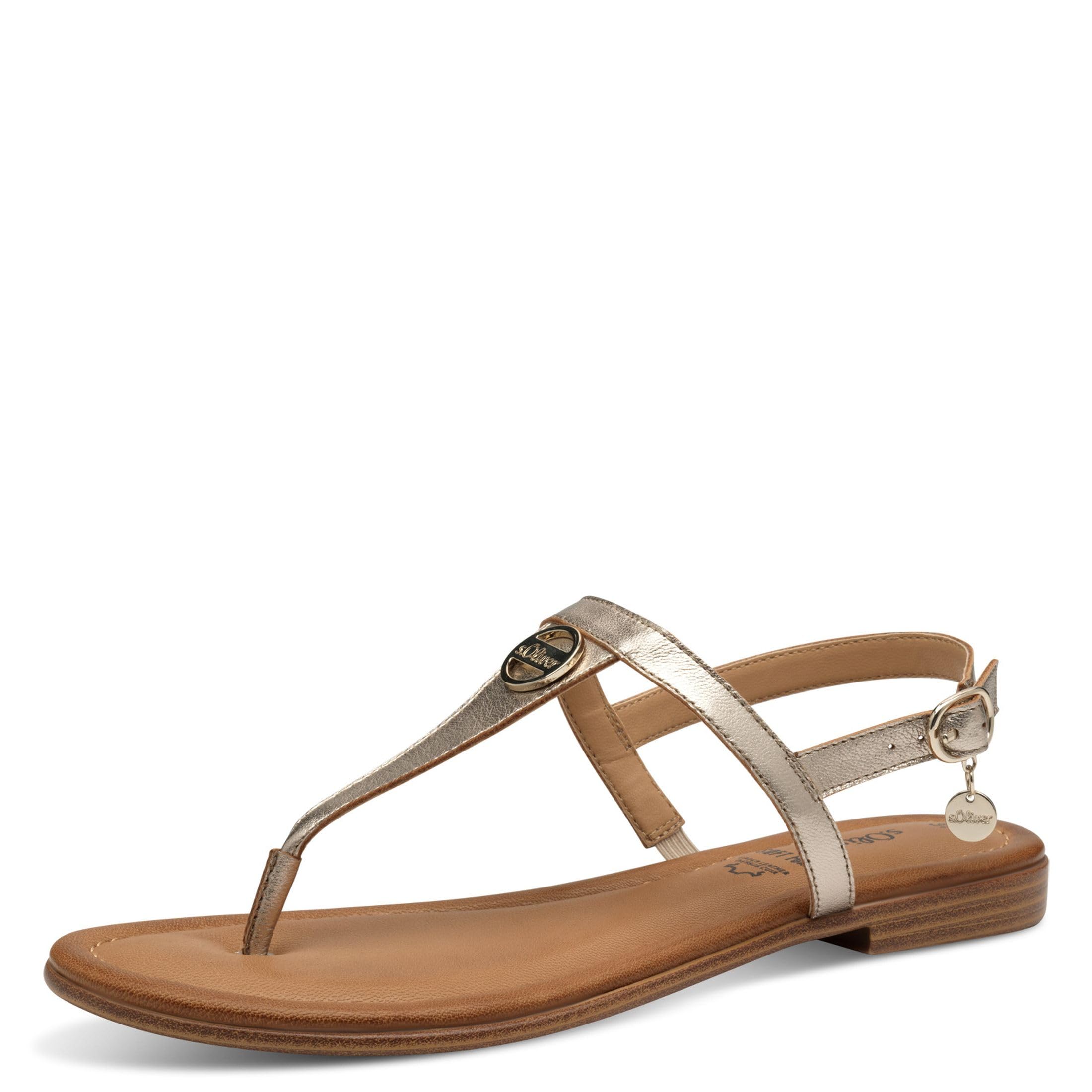 s.Oliver Women Damen 5-28105-44 Flat Sandal, Platinum, 8 UK
