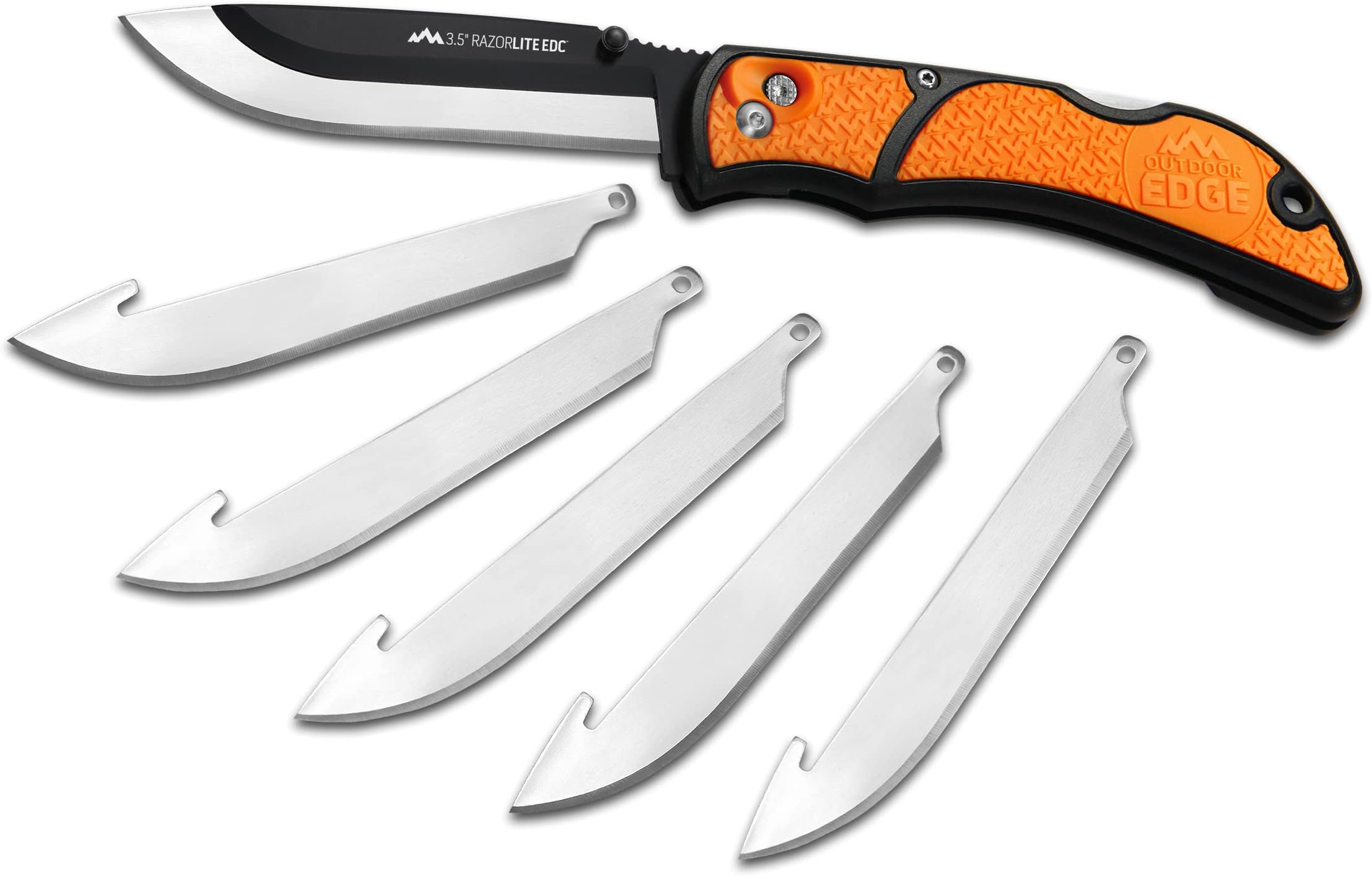 - 3.5" RazorLite EDC Knife. Pocket Knife with Replaceable Blades and Clip. The Perfect Hunting Blade for Skinning Deer. Blaze Orange with 6 Blades