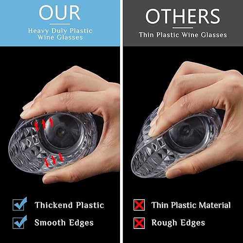 Miniatura 5 de Ctosree Copas de vino de plástico transparente de 12 onzas, copas de vino de plástico transparente, sin tallo, inastillables, irrompibles, para