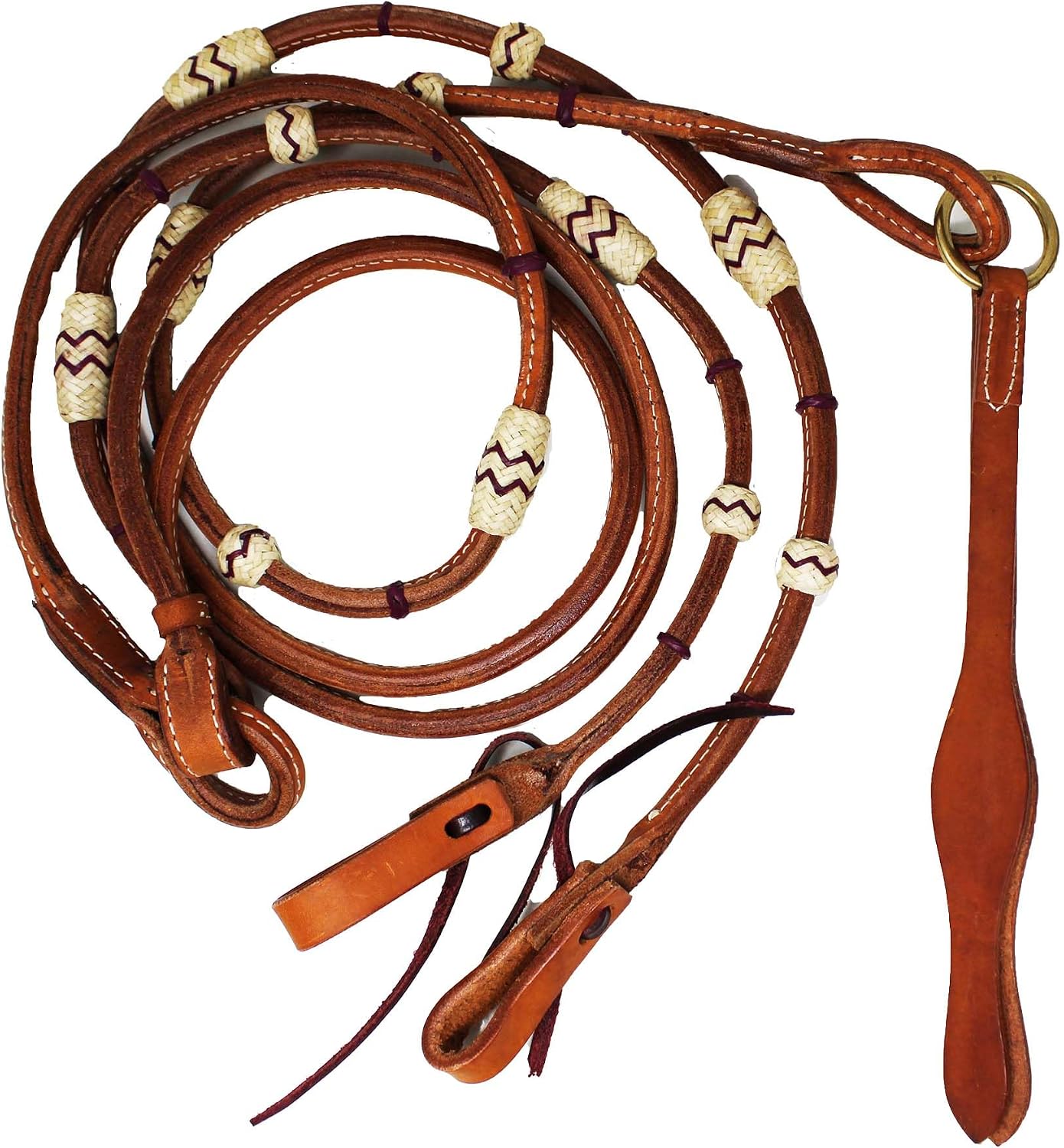 Horse Challenger USA Western Tack Leather Rawhide Romal Reins 66RT36PR