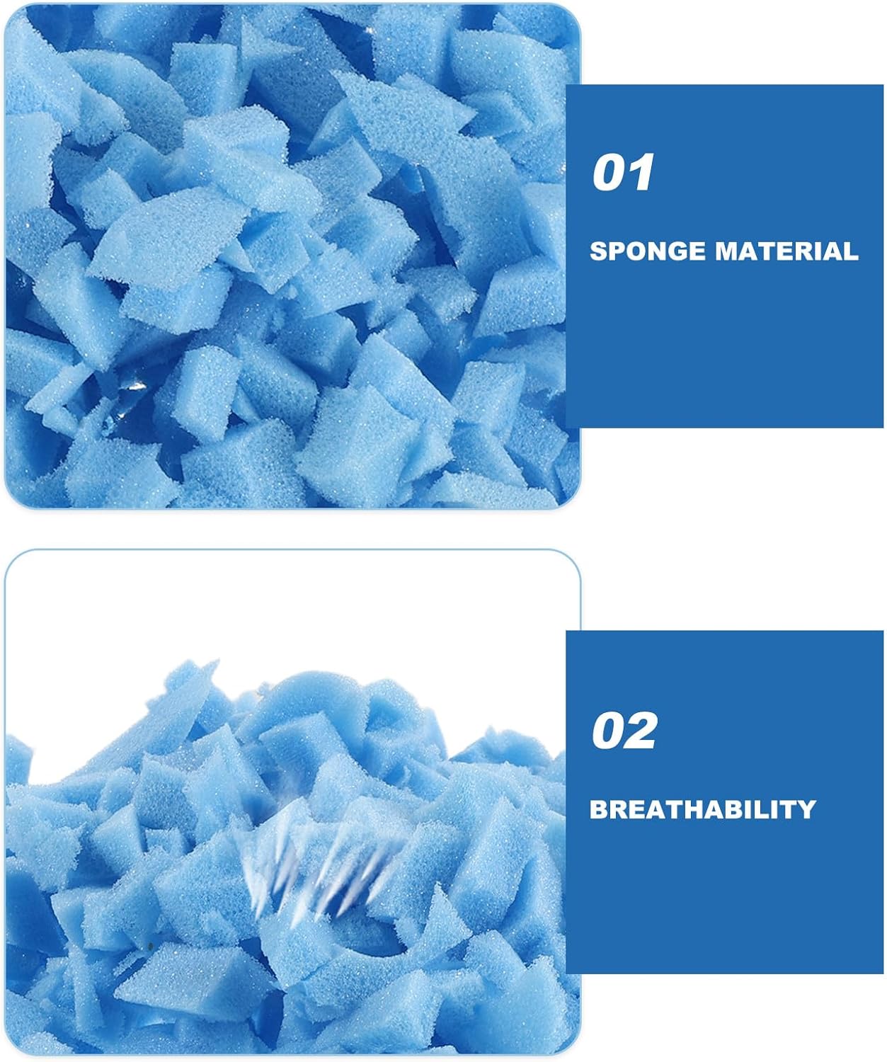 Shredded Memory Foam 2.2lbs/1kg Bean Bag Refill, Blue Foam Filling Material, Comfortable Beanbag Cushion Filler for Relaxation Or Extra Seating