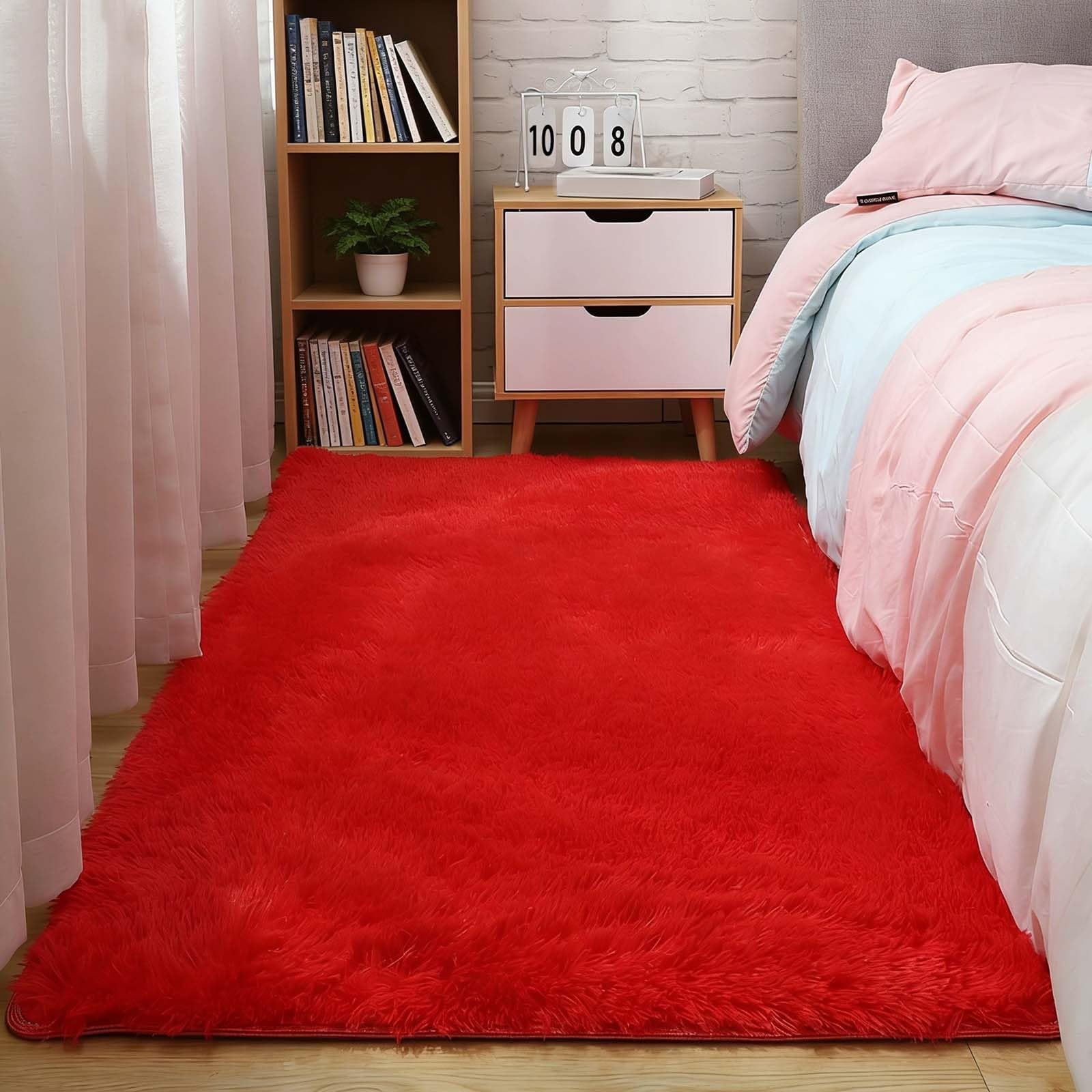 Tapis de salon rouge parfait pour réchauffer une chambre d'enfant