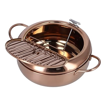 Fryer Pot, Kitchen Fryer Stainless Steel Kitchenware with for Home for Hotel for Restaurant(Rose Gold)