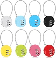 Vista 1 de Moxweyeni Paquete de 8 candados de combinación de 3 dígitos pequeños combinados para equipaje, candado de cable para exteriores, impermeable