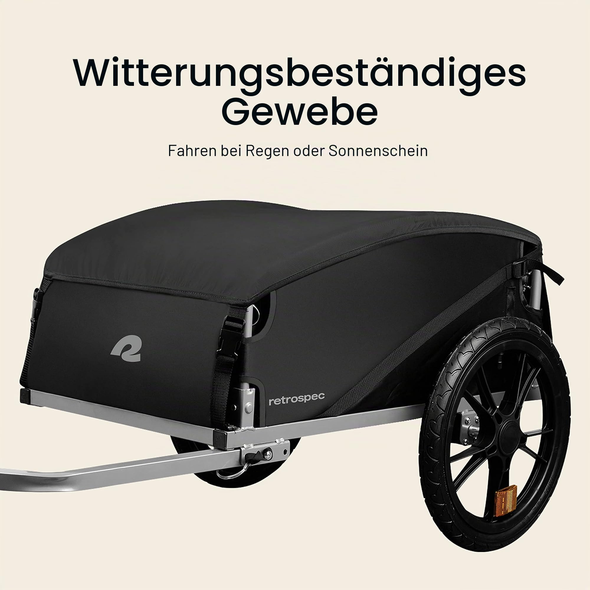 Retrospec Rover Hauler Cargo Fahrradanhänger, klappbarer Rahmen und wetterbeständiges Gewebe, großer Gepäckträger, passend für 50,8 cm – 73,7 cm große Fahrradräder
