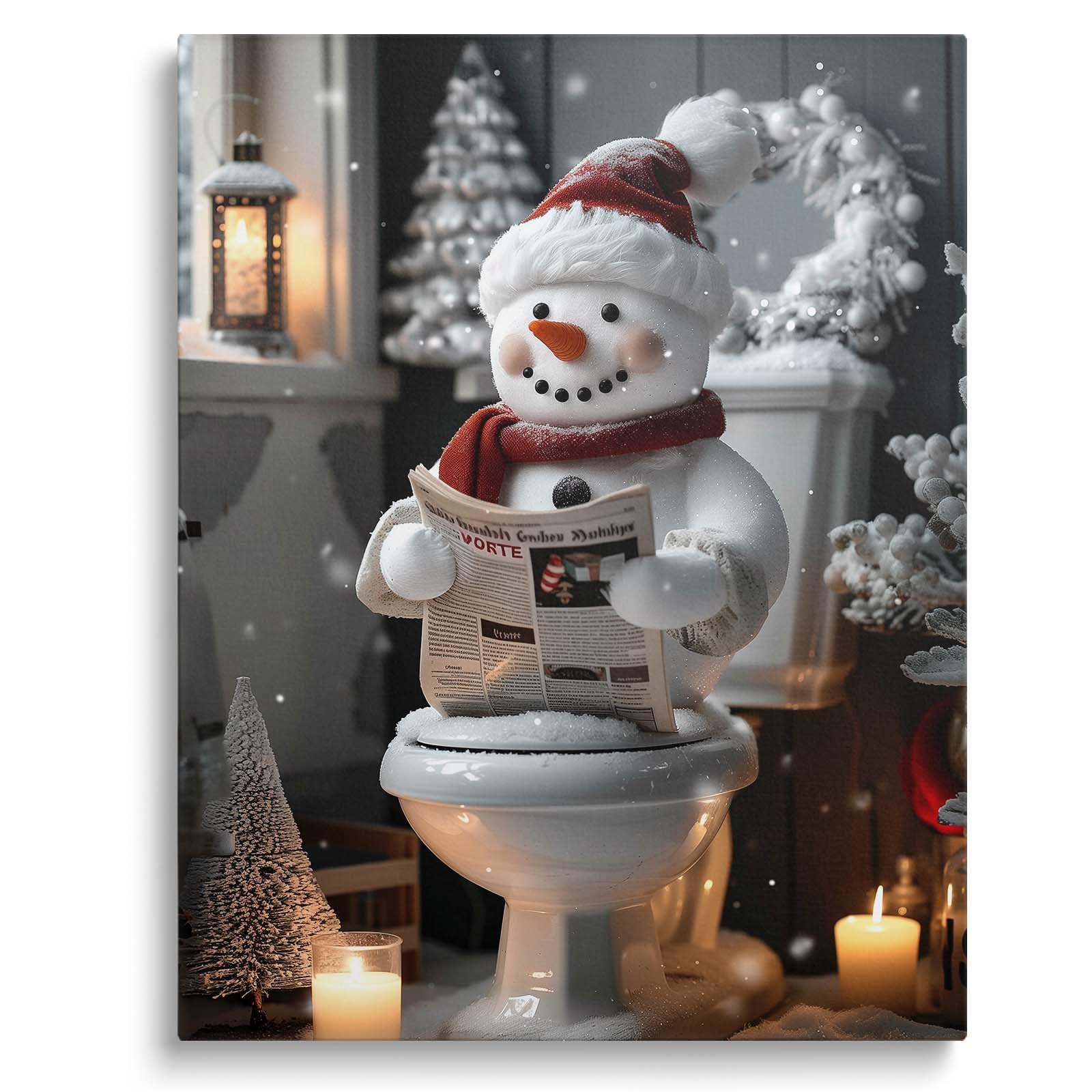 Christmas Bathroom Wall Art Christmas Pet Snowman Reading