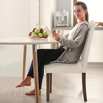 DUMOS Dining Chairs Set of 2, Fabric Kitchen Chairs for Living Room, Beige