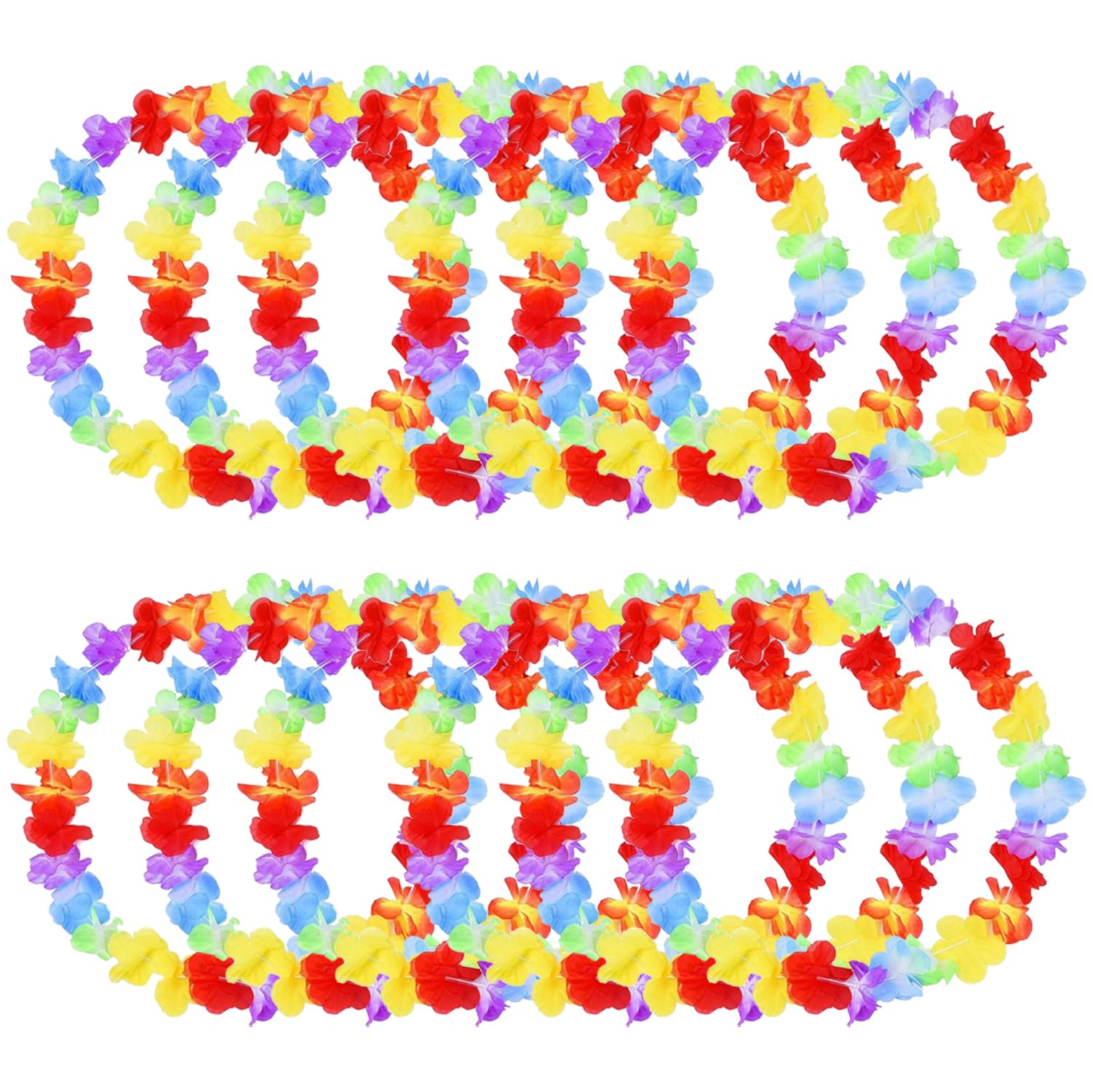 12 Pcs Hawaiian Garlands, Hawaiian Lei Flower, Flower Garland Necklace, Beach Garland Theme Party Supplies
