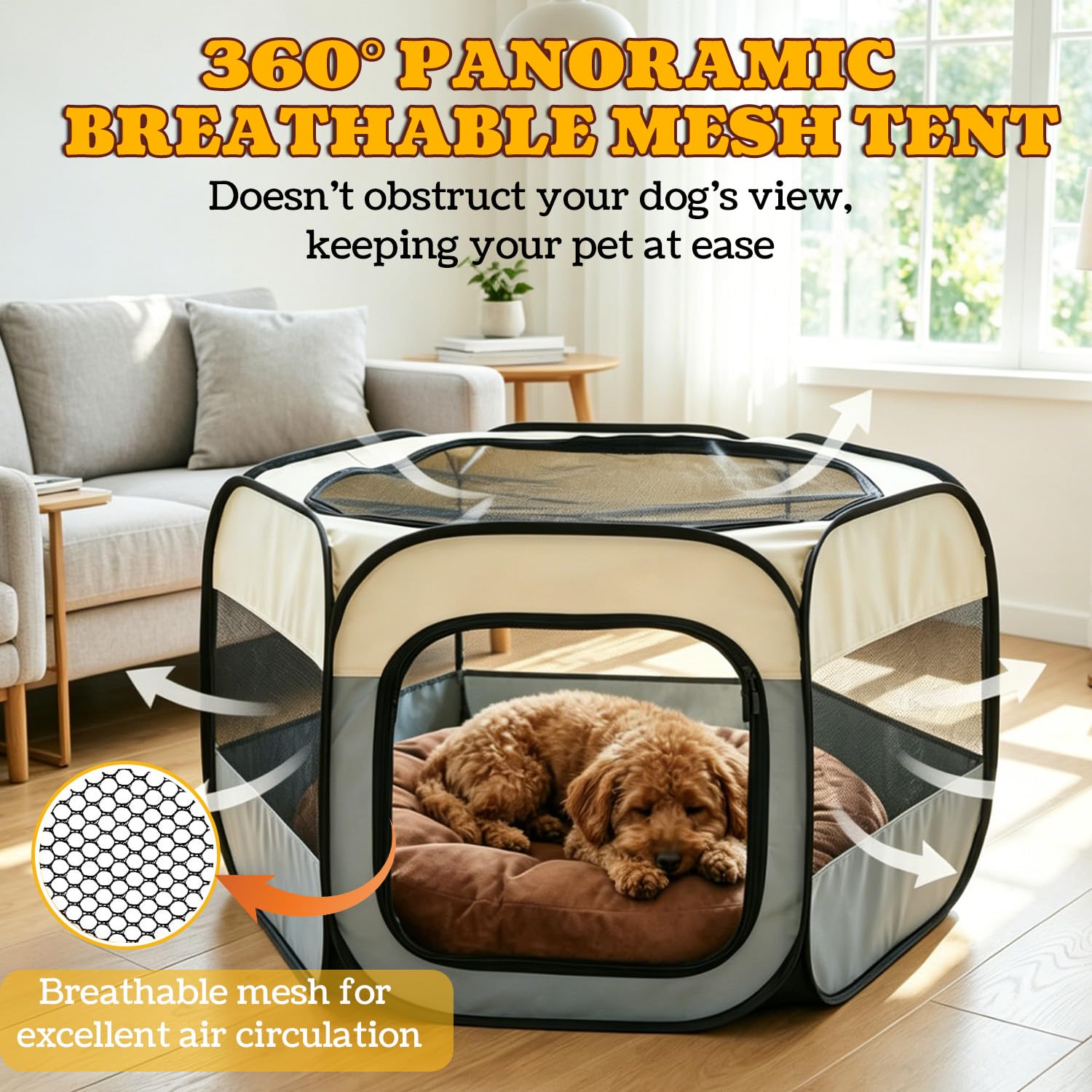 Parque para Perros 105 x 105 x 60 cm Plegable Corralito para Perros Portátil Jaula Perro Ideal para el Adiestramiento el Descanso y Las Salidas al Aire Libre de Cachorros Gatos y Conejos