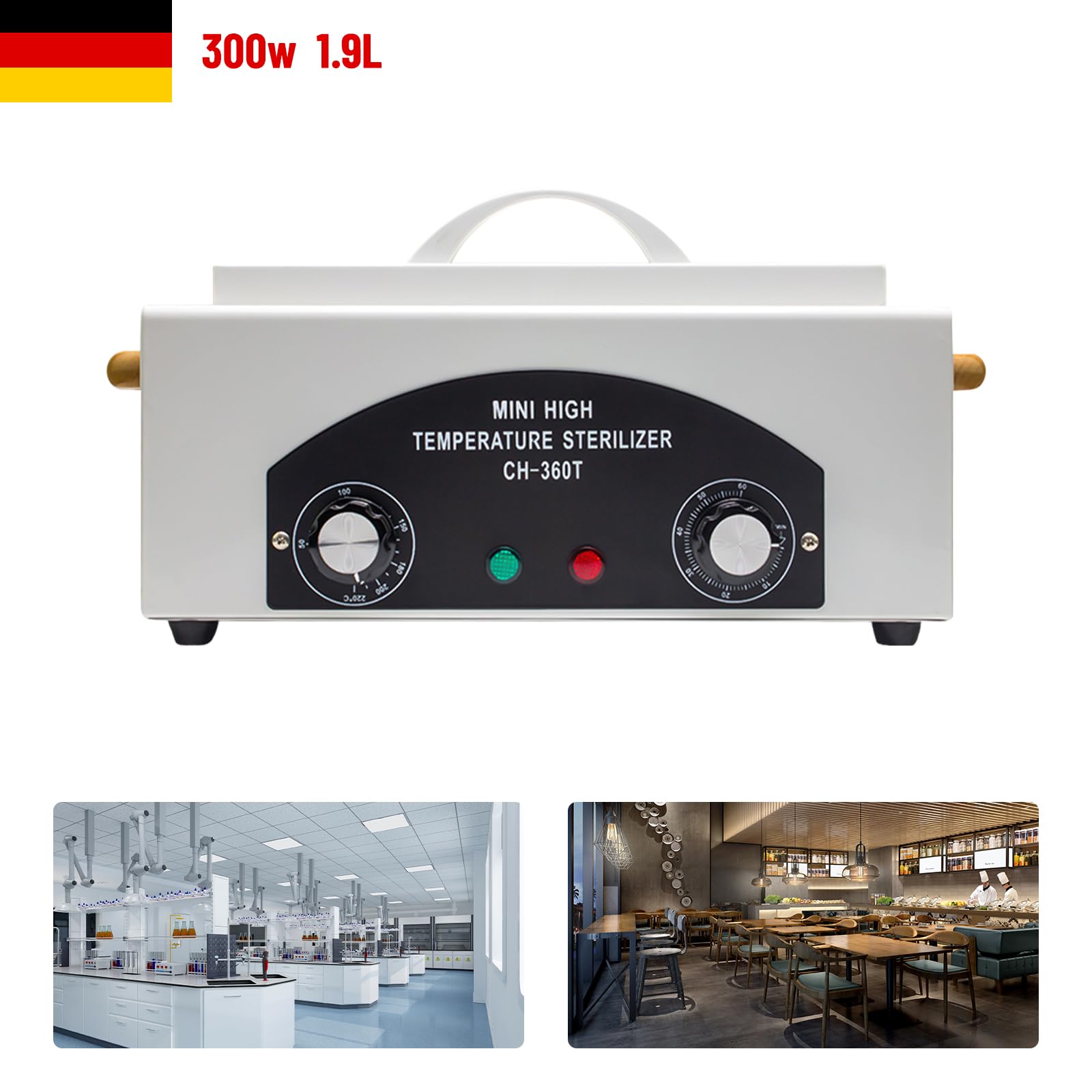 Esterilizador de aire caliente desinfección CH-360T – Dispositivo de esterilización para cuidado de pies, tatuajes y uñas desinfección – 220 °C temperatura máxima
