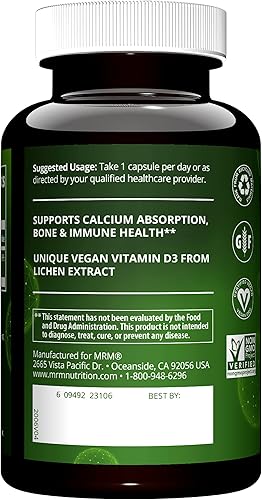 Miniatura 3 de MRM – Vegan Vitamina D3, cumple con calcio y la salud ósea necesidades (5000iu 60 Count)