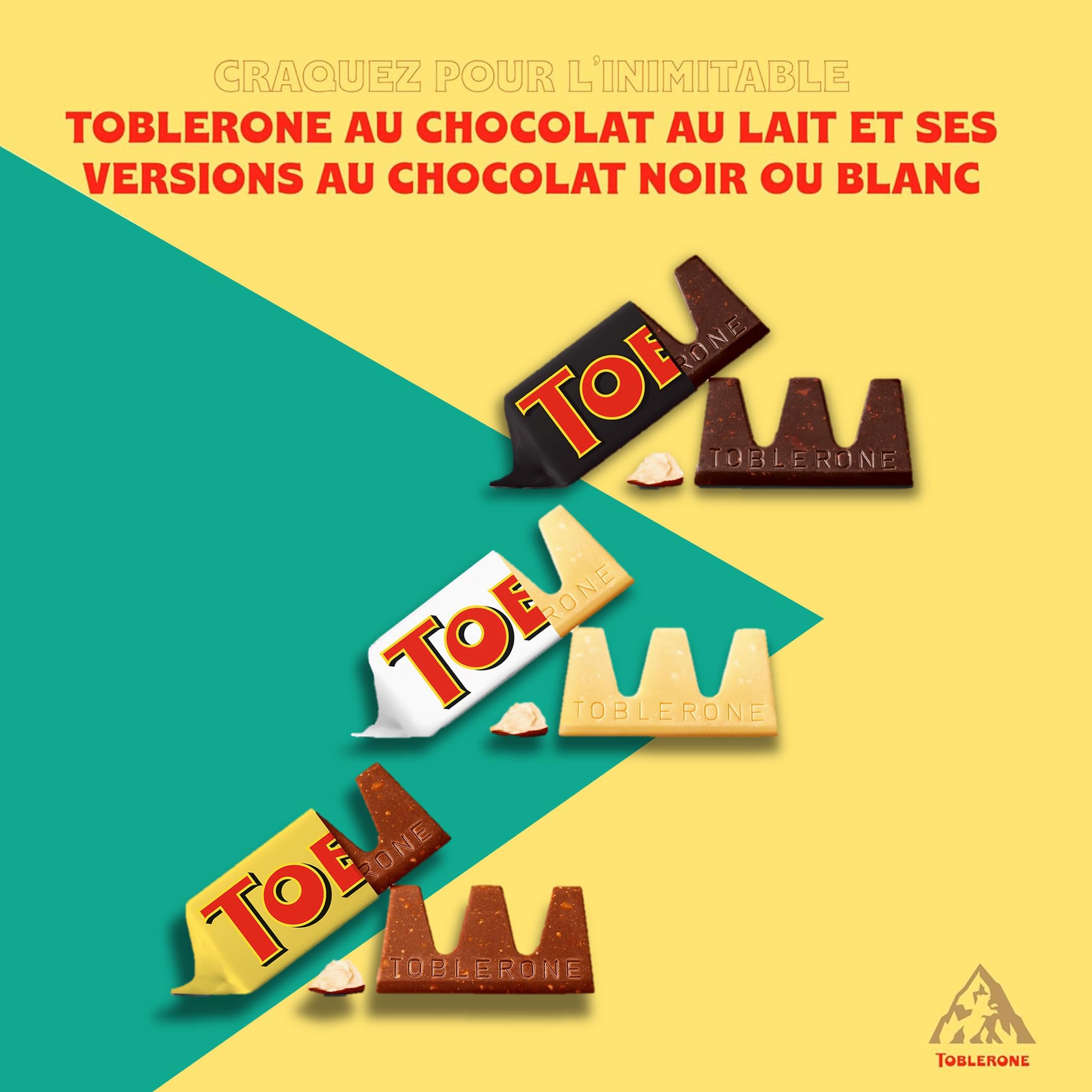 Toblerone - Assortiment de 3 Variétés de Mini Toblerone : Chocolat au Lait, Chocolat Noir et Chocolat Blanc - Tubo de 113 mini barres (904 g)