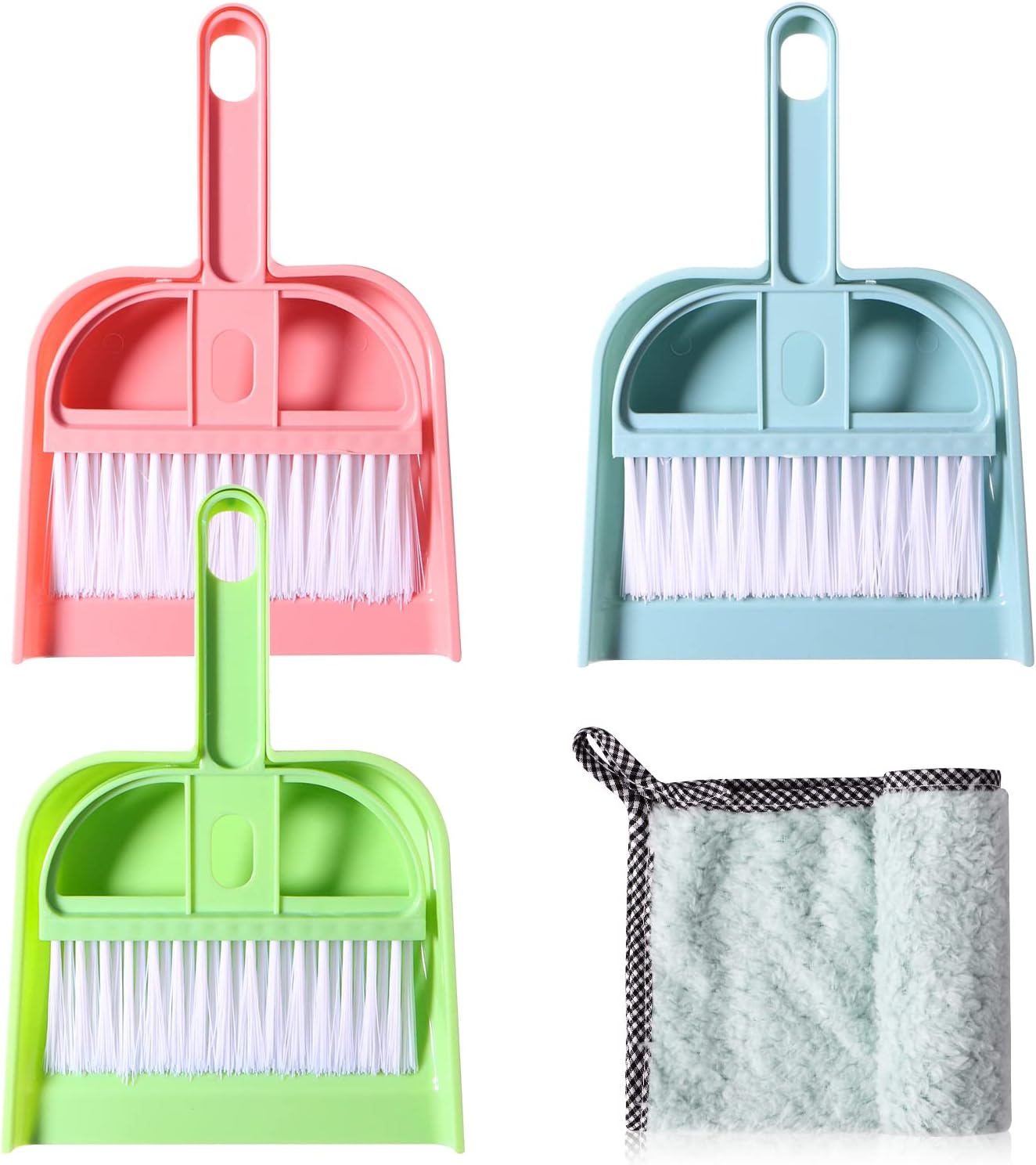 3 Pack Mini Broom and Dustpan Set - Small Dustpan and Brush Set๏ผMini Dust Pan Tool for Table, Desk, Countertop, Key Board