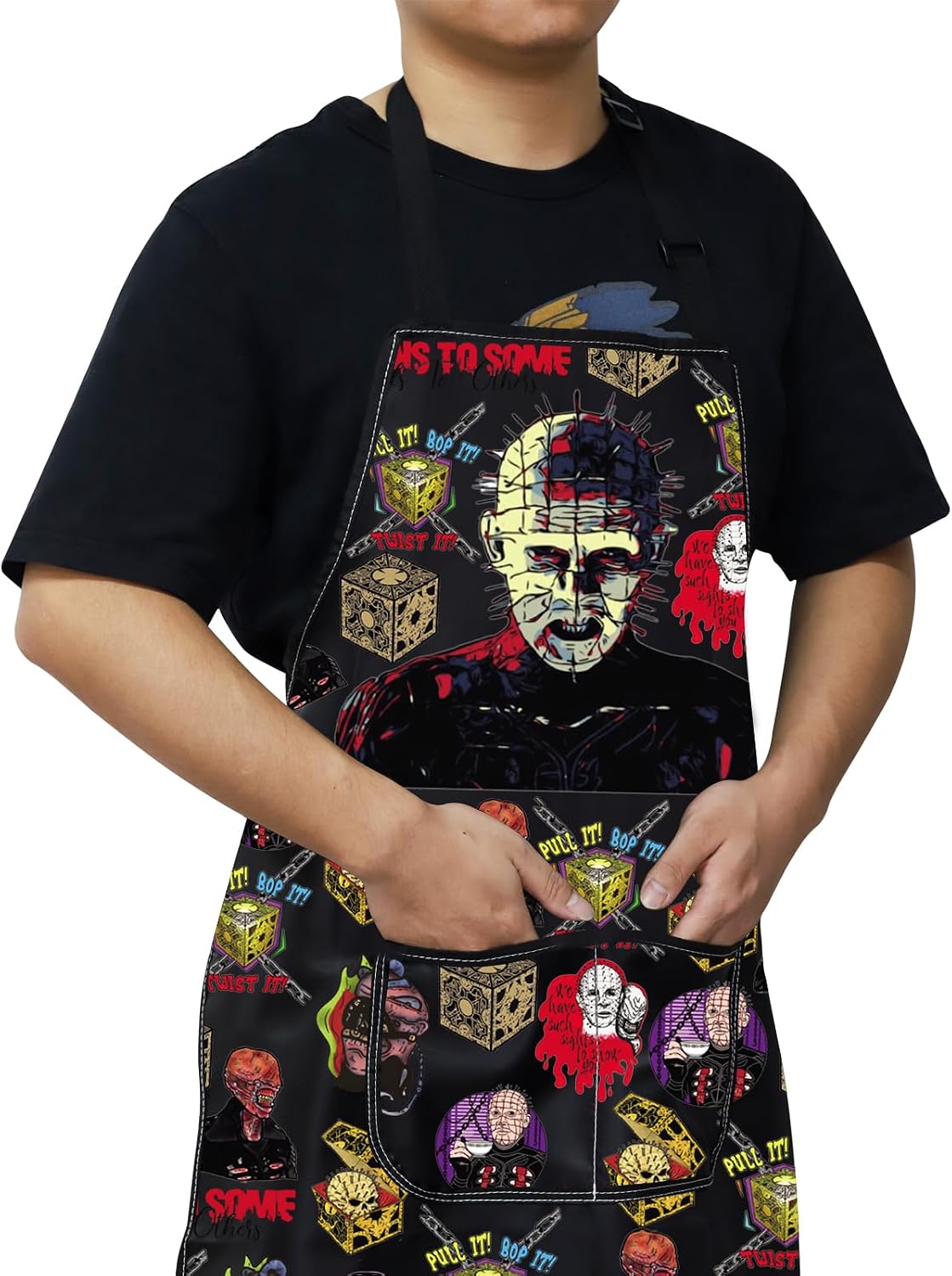WZMPA Terror Pinhead Kitchen Apron Pinhead Fans Gift Demons To Some Angels To Others Chef Apron Pinhead Merch image 5