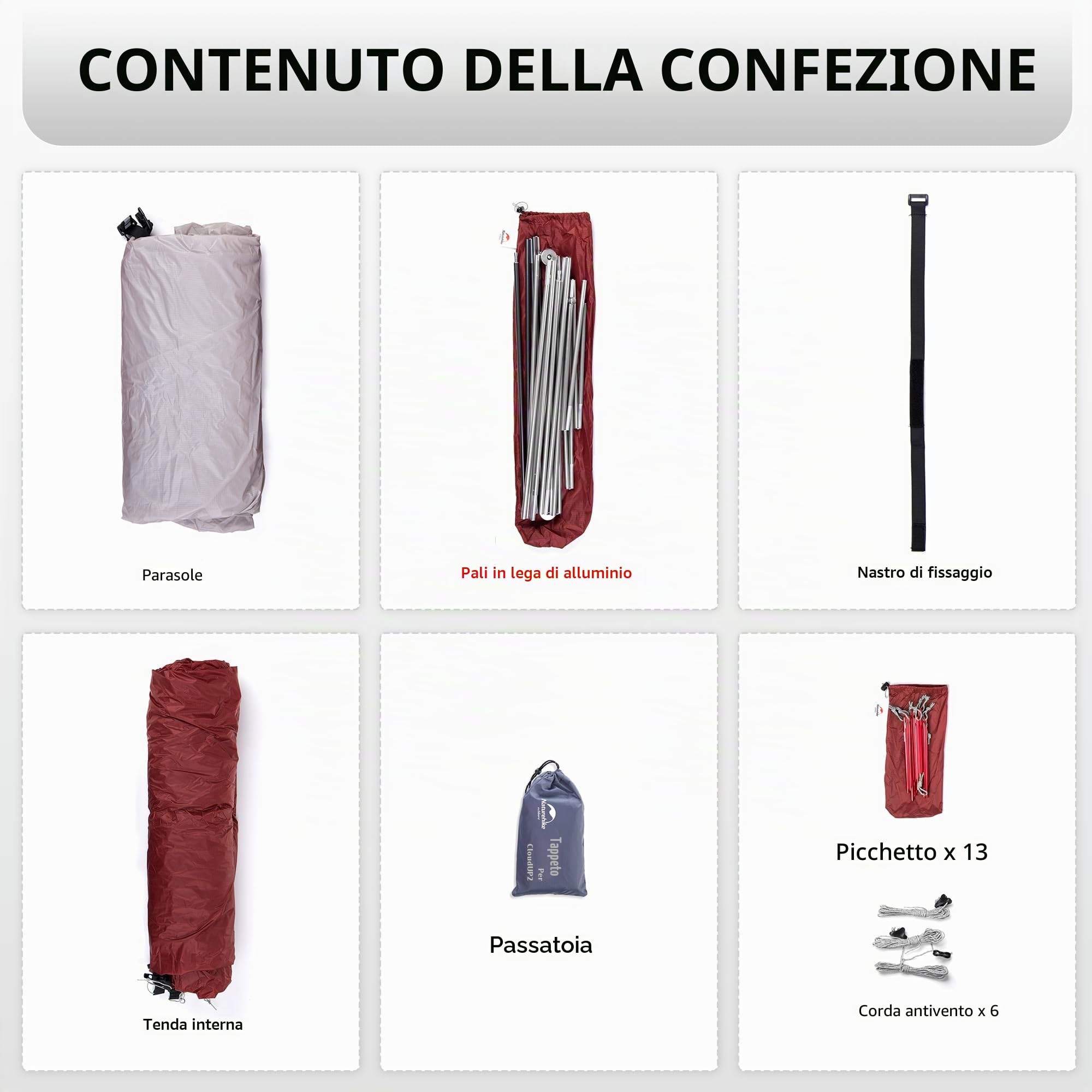 Naturehike cloud-up Ultralight 3 persona tenda impermeabile Double-Layer camping campeggio (20D Grigio)