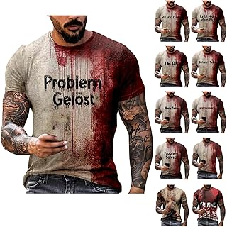 Generisch
Problem Solved Shirt Men's Halloween T-Shirt Short Sleeve Crew Neck T-Shirt with Bloody Printed T-Shirt Casual Shirts Halloween Costume Scary Horror Lightweight Tops Top