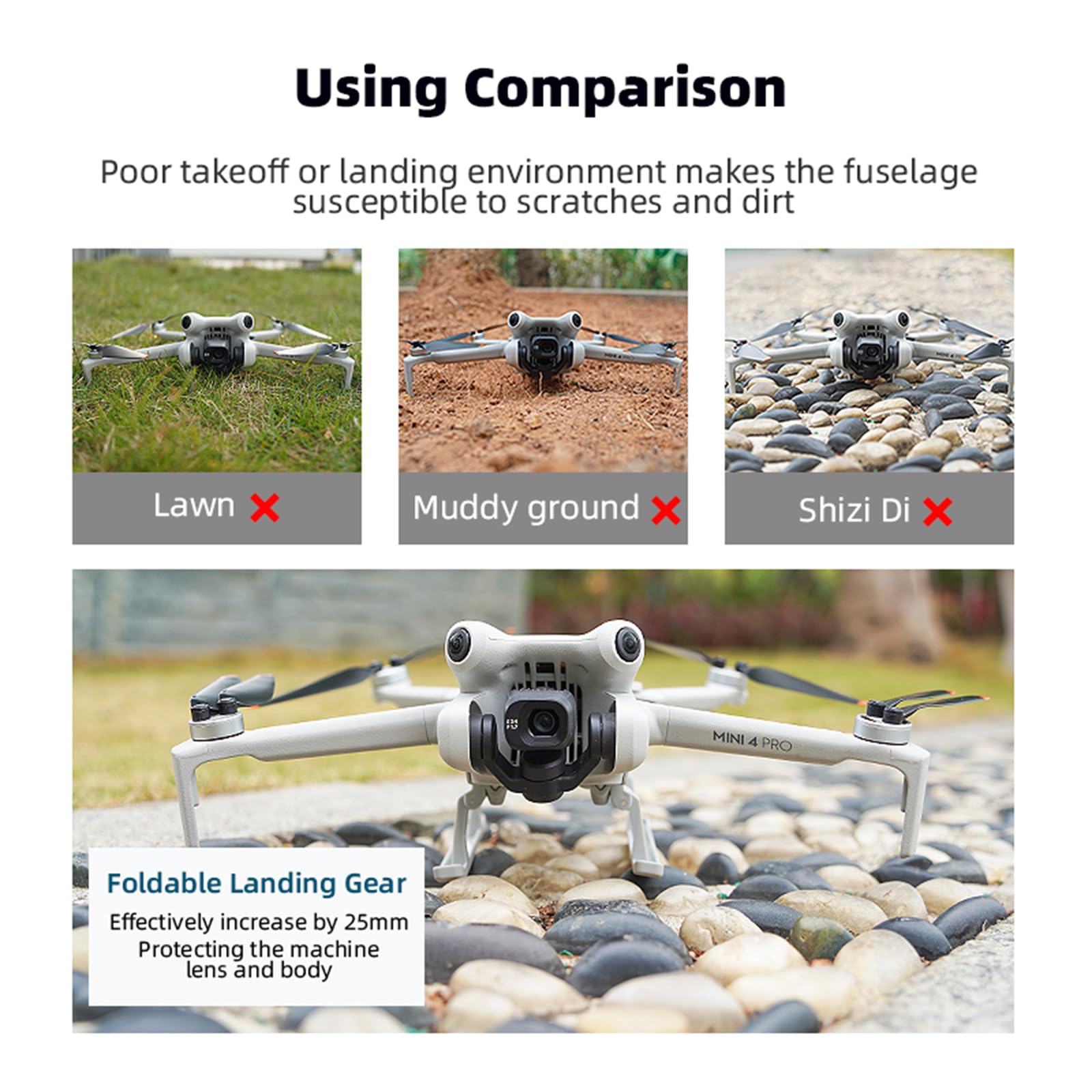 ZJRXM Mini 4 Pro Landing Feet Accessories, Extended Landing Gear, Landing Gear, Holder Protector for DJI Mini 4 Pro Drone Accessories - Image 4