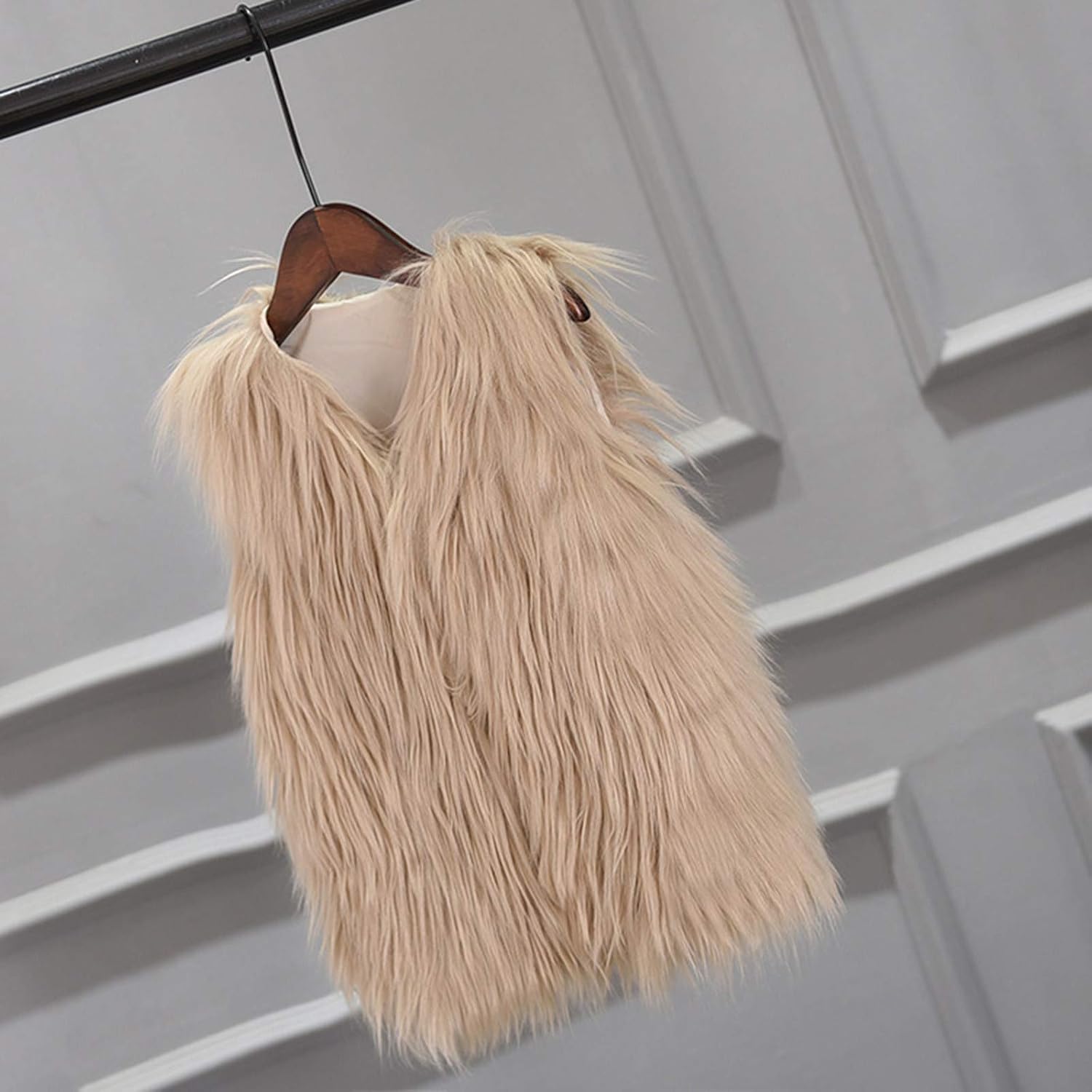 Baby Girls Faux-𝙵𝚞𝚛 Coat Jacket Winter Thick Warm Outwear Kids Sleeveless Waistcoat Vest Cardigan