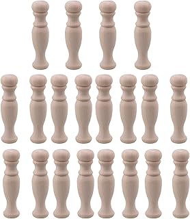 RDEXP 7.2x1.8cm Beech Unpainted Unfinished Wood Craft Spindles for Home Restaurant Decor Repair Decoration Set of 20