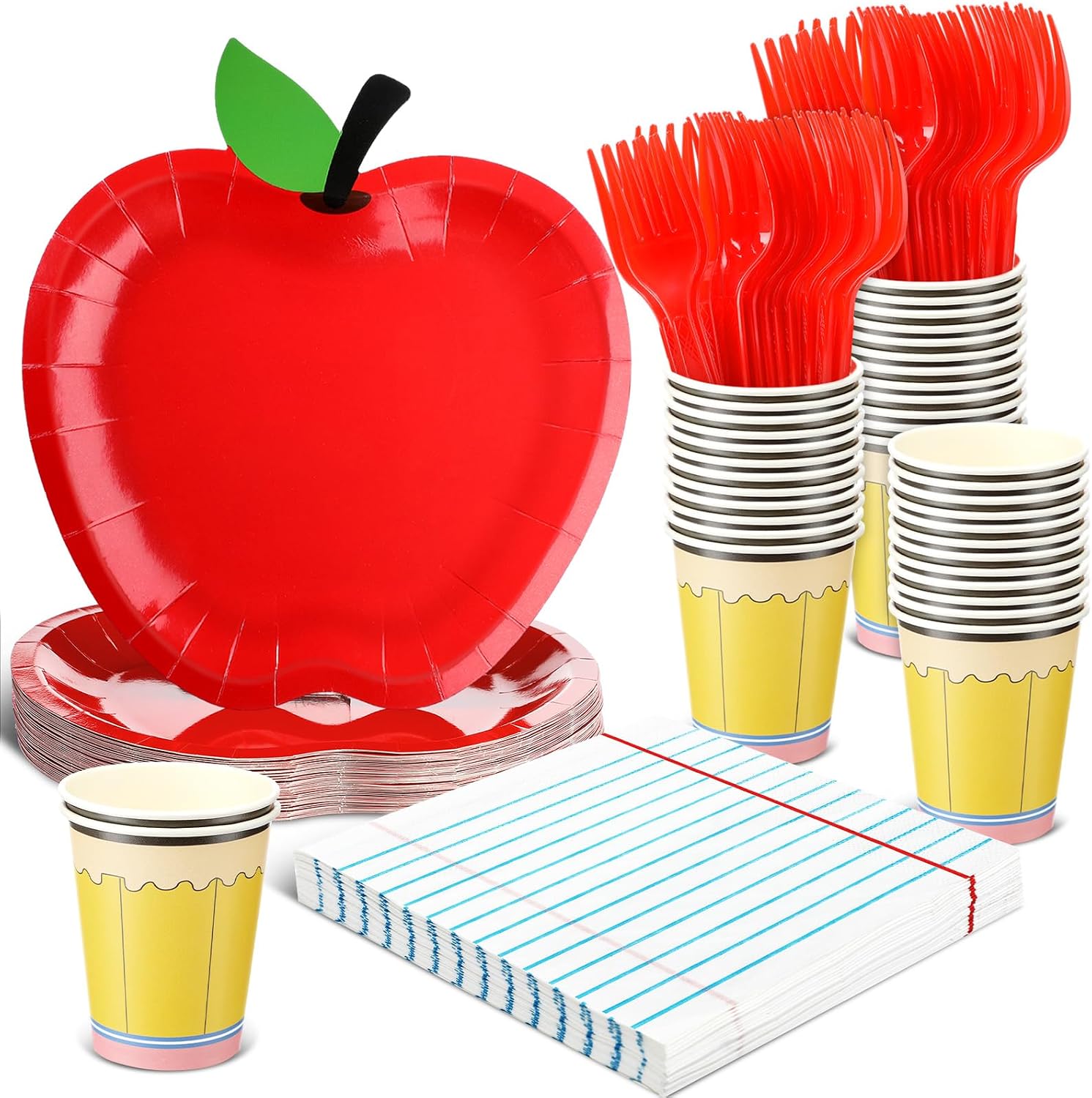 96 Pcs/24 Set Back to School Tableware Plate Set First Day of School Supply