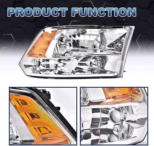 Miniatura 8 de PIT66 Faros delanteros, compatibles con Dodge Ram 2500 350009-18 Ram 150011-18 Ram 4500 5500 (solo compatible con modelos de faros cuádruples),
