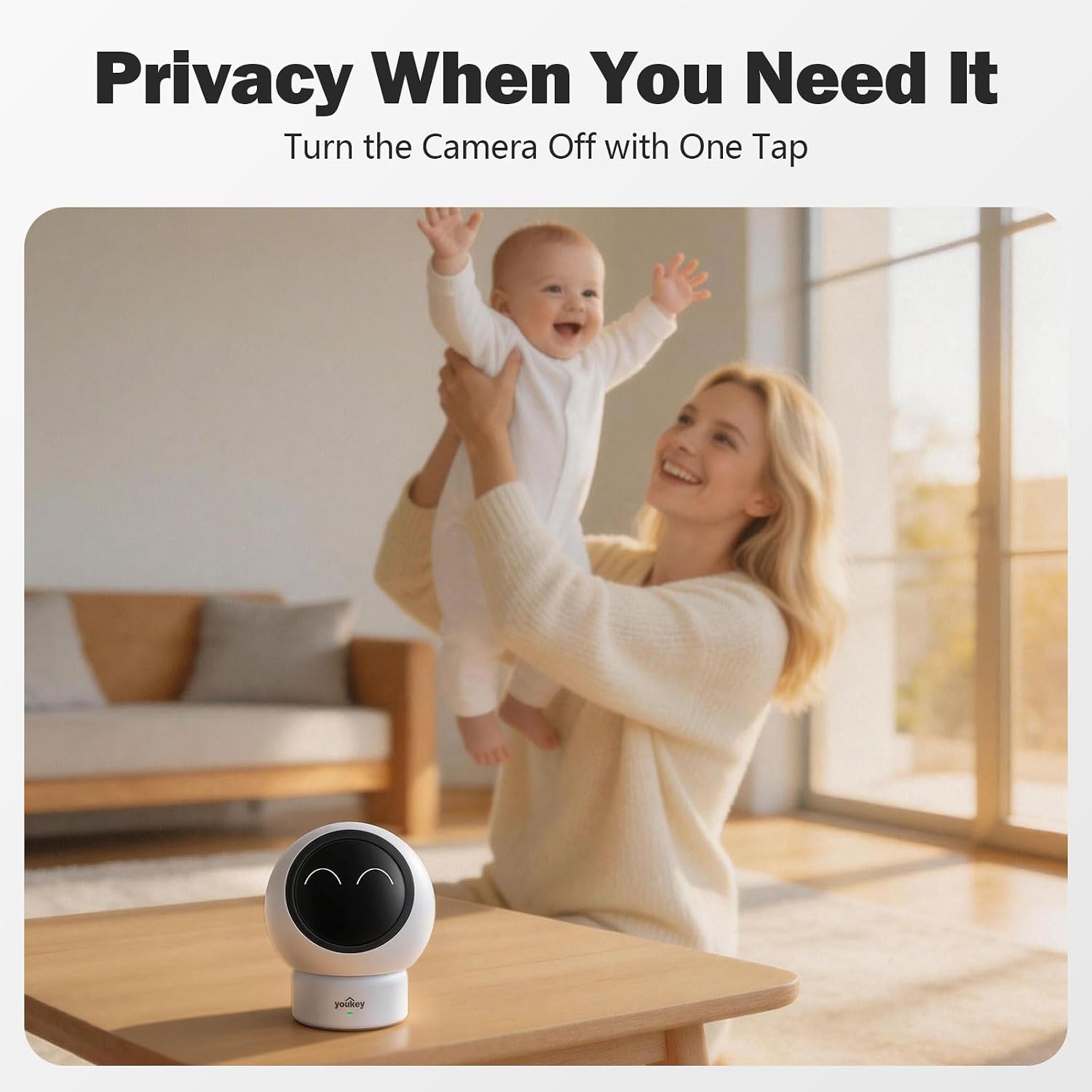 youkey 2.5K Baby Monitor, AI Crying & Motion Detection for Peace of Mind, 360° Pan/Tilt, Invisible Night Vision, Two-Way Audio to Soothe & Comfort, No Subscription, Local Storage, 2.4GHz & 5G