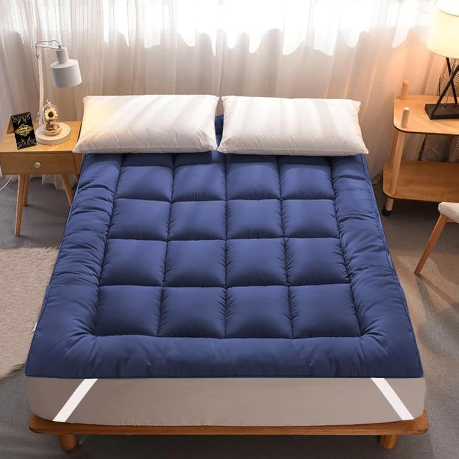 Blue Home Super Soft 500 GSM Microfiber 2 Inch Mattress Topper – All‑Season Plush, Breathable & Hypoallergenic – Washable, Extra‑Thick Comfort (Queen, Double, King) (Dark Blue, Double(72X72Inch))-image-27