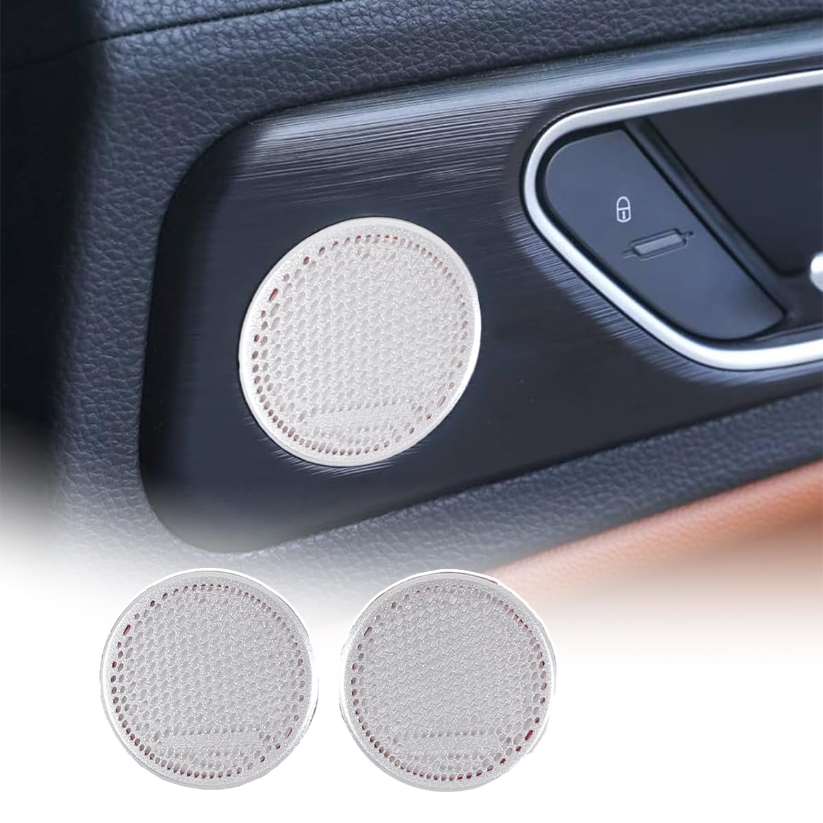 Aluminum Alloy Interior Car Door Grille Mesh Speaker Frame Cover Trim Alfa Romeo Giulia 2017 2018 2019 2020 Accessories (Rear Horn Cover)