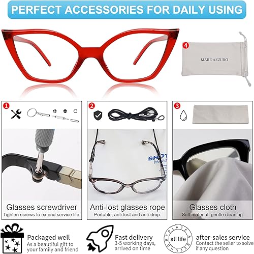 Miniatura 6 de MARE AZZURO Gafas de lectura de ojo de gato para mujer, estilo retro, lindos, 0, 1, 0, 1,25, 1,5, 1,75, 2,0, 2,25, 2,5, 2,75, 3,0, 3,5, 4,0, 5,0, 6,0