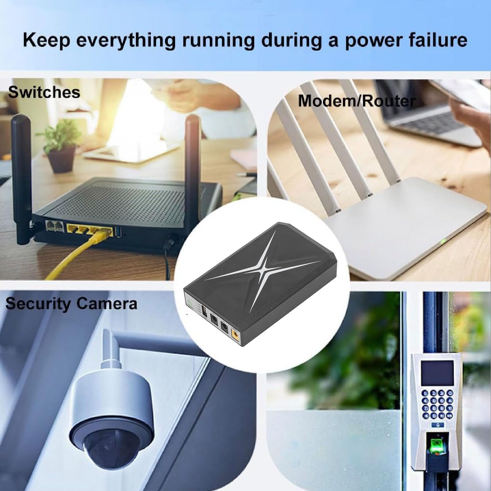 Respaldo de Batería Mini UPS con Interfaz de 2 Salidas CC, de UPS en Espera de DC 12V/2A 8800mAh, de Alimentación Ininterrumpida para Tiras de Luces LED