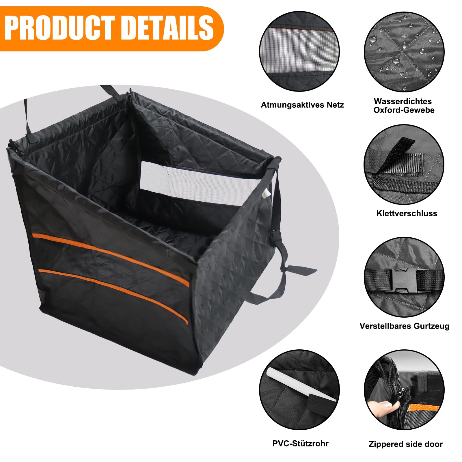 Siège arrière de voiture pour chien - Siège auto pour petits chiens - Extra stable - Avec ceinture de sécurité - Pliable - Pour petits animaux de compagnie - Imperméable