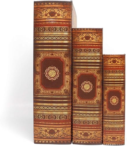 Miniatura 3 de Jolitac Cajas decorativas para libros, diseño de mapa del mundo, libro antiguo, caja invisible con tapa magnética, juego de 3 cajas de