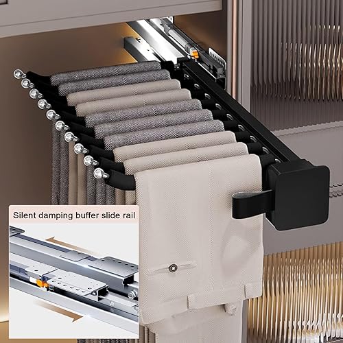 Miniatura 3 de Barra de valet extraíble para armario, soporte retráctil de 88.2 lbs, barra de armario ajustable de aleación de aluminio, riel de ropa extraíble