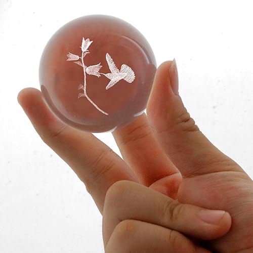 Miniatura 4 de vskikris Bola de cristal 3D para decoración de colibrí Fariy y colibrí, con soporte, decoración de hada luna, regalo para mujeres o niñas