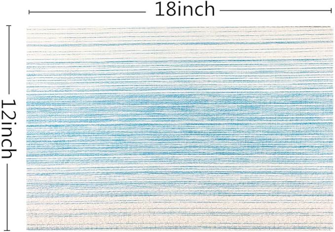 Placemat,Blending Color Durable Woven Vinyl Placemat Washable Heat-Resistant Anti-Skid Kitchen Dining Table Mats (Set of 8, Blue with White)