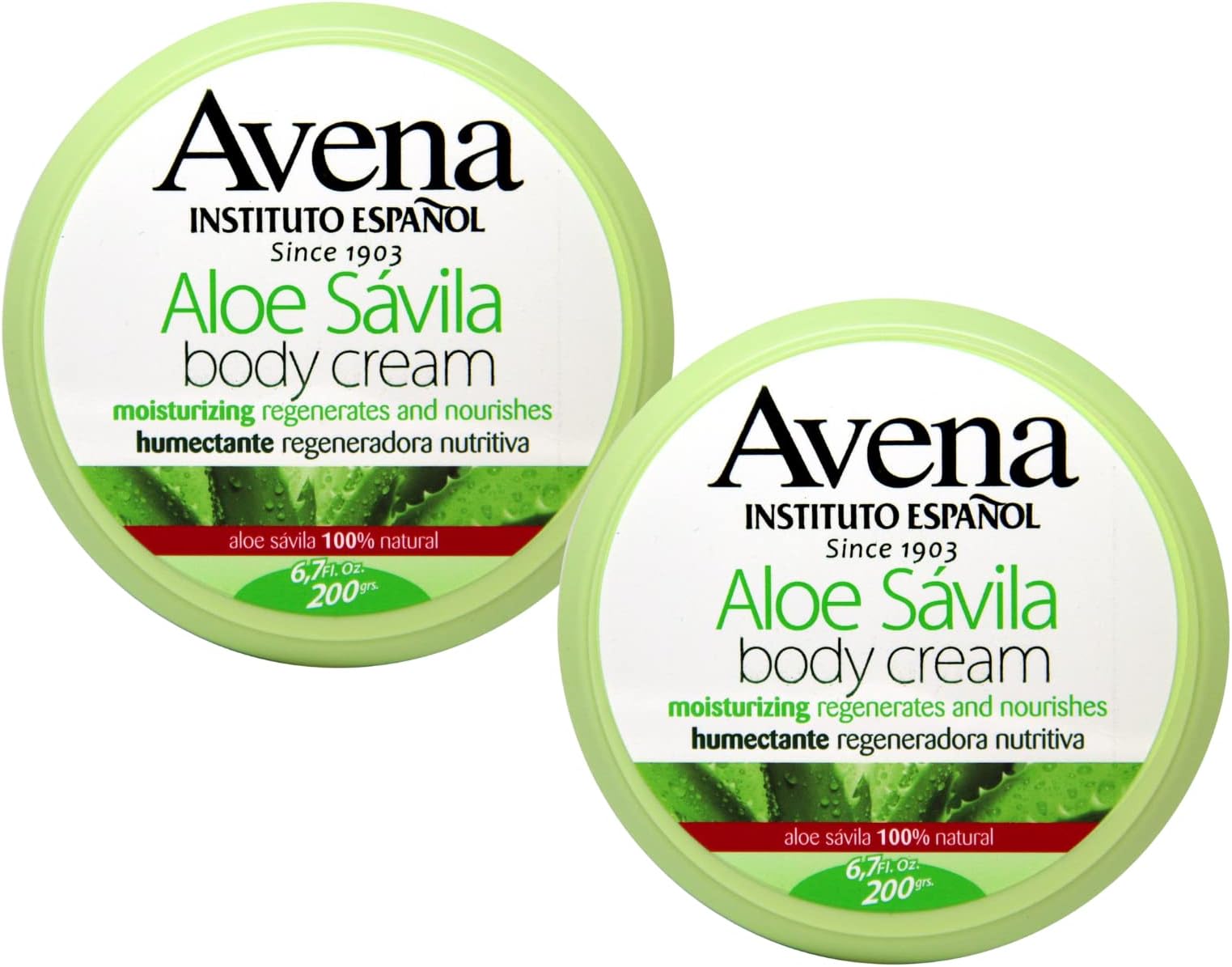 Avena Instituto Espanol Aloe Vera Body Cream, Moisturizes and Nourishes, 2-pack Of 6.7 FL Oz Jars