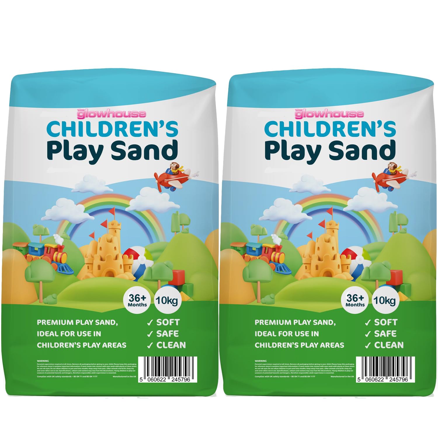 The Glowhouse Childrens Play Sand for Soft Play Kids Non Toxic Play Sand, Sand Bags for Sand Pit and Other Play Areas (Extra Large) (20kg)