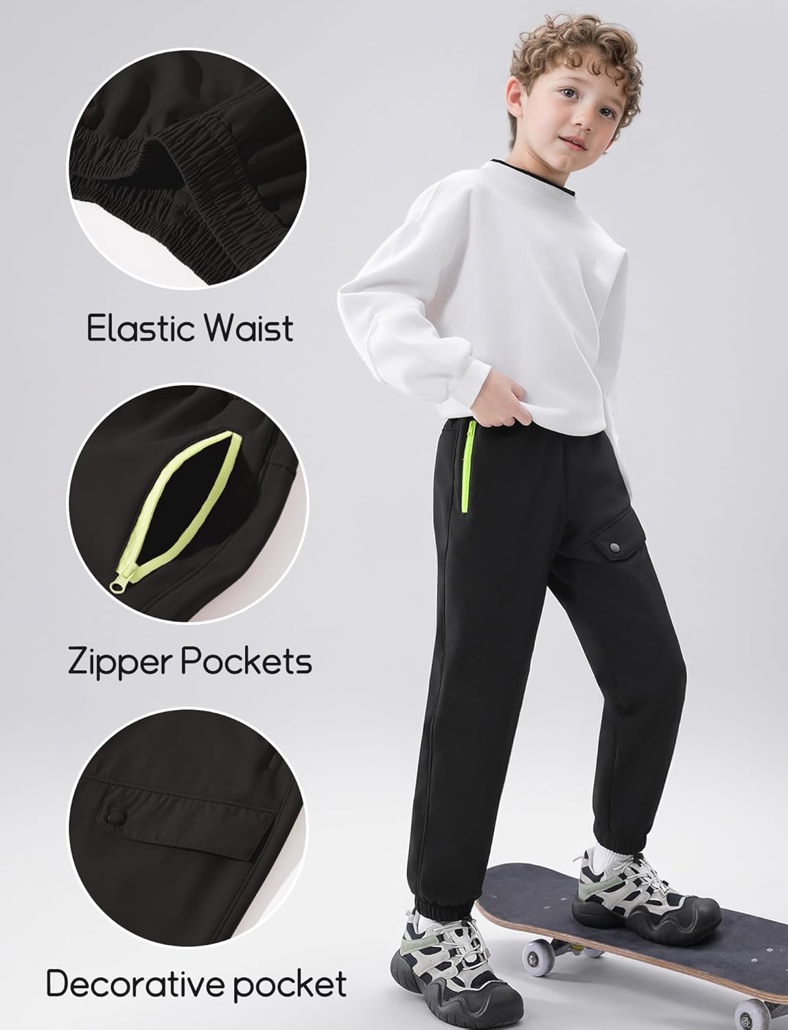 Happy Cherry Unisex Kids Fleece Snow Ski Pants Waterproof Warm Hiking Pants for Boys Girls Snowboard Pants