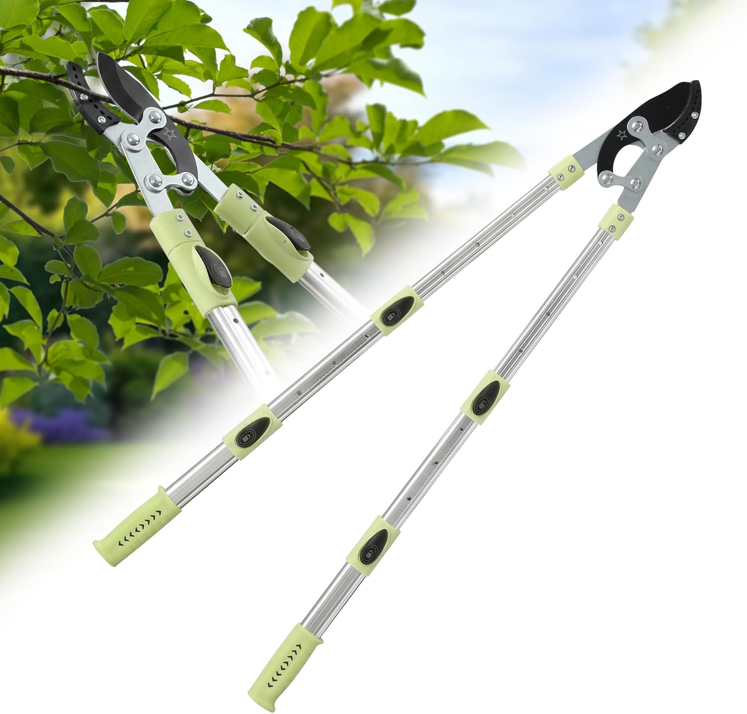 BeBecome 43-Inch Tree Trimmer, Heavy Duty Bypass Loppers for Tree Branches, Sharp Steel Pruning Shears for 1.5 Inch Cutting, Garden Tool for Yard Trimming