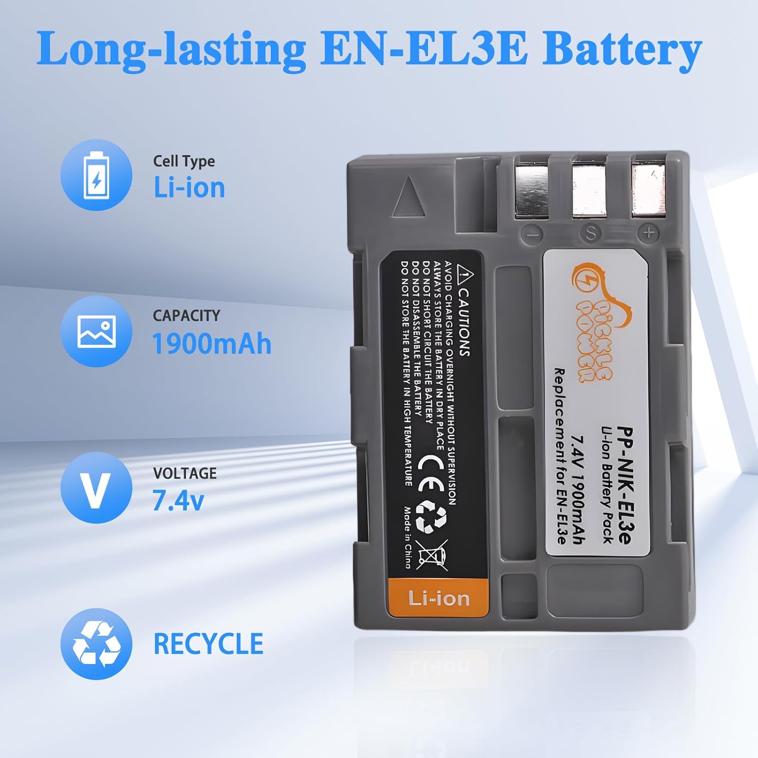 EN-EL3E EN-EL3 EN-EL3A Battery and LED Charger Compatible with Nikon D50 D70 D70s D80 D90 D100 D200 D300 D300S D700 Digital SLR Cameras