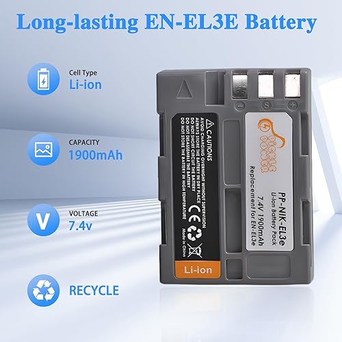 Miniatura 3 de EN-EL3E EN-EL3 EN-EL3A Batería y cargador LED compatible con cámaras réflex digitales Nikon D50 D70 D70s D80 D90 D100 D200 D300 D300S D700