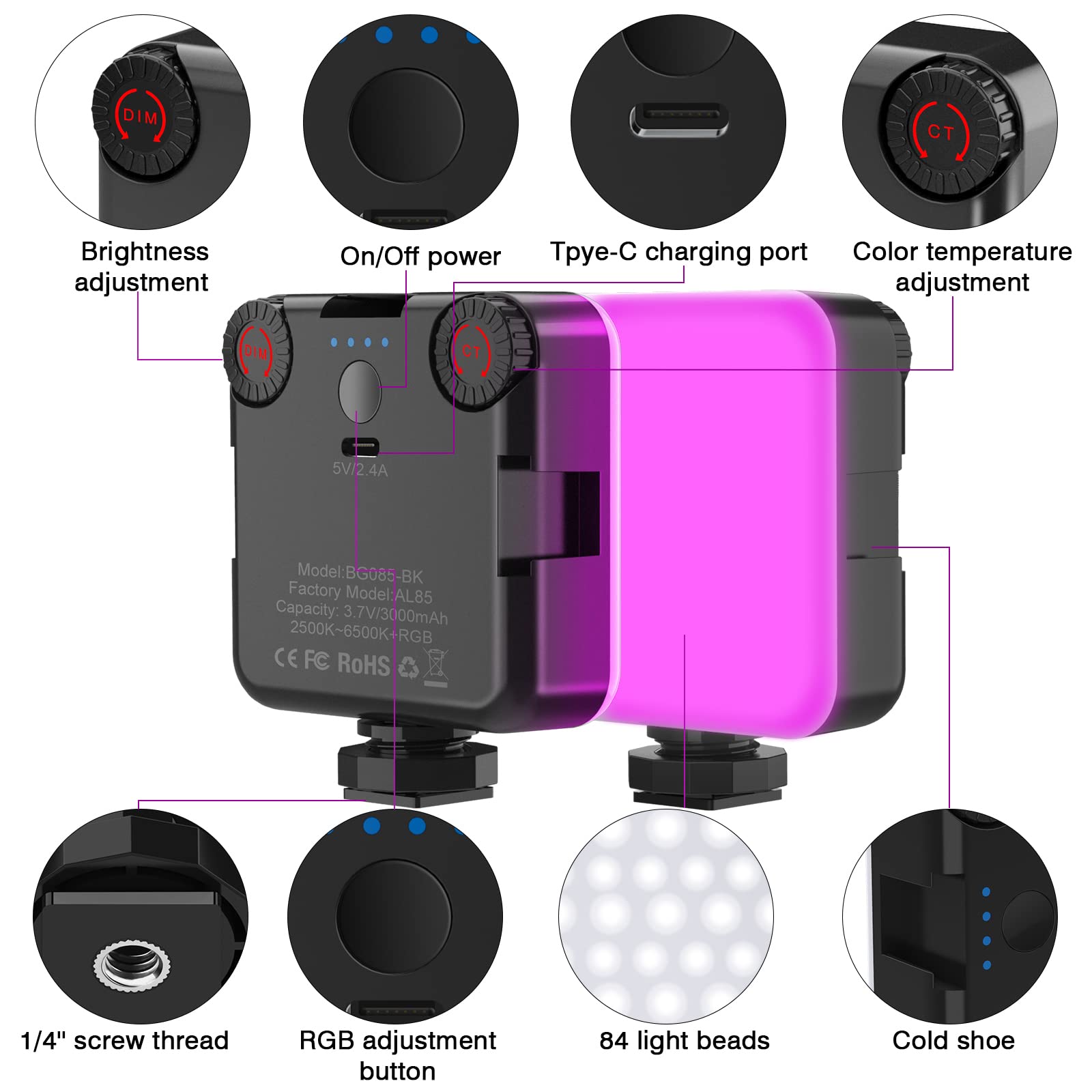 Luce Video LED NEEWER RGB A Bastone - Controllo APP, Batteria 6400mAh, CRI98+, Per Riprese E Streaming - Foto 4