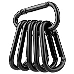 Booms Fishing CC2 Carabiner Clip, Small Carabiner Keychain, Multi-use Aluminium D Ring Caribeener Clips, 6pcs 1.5inch Black