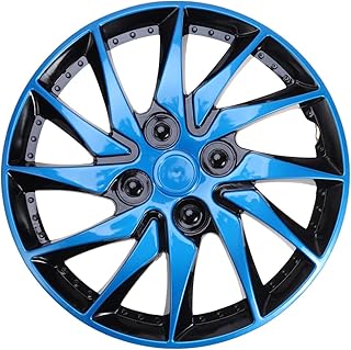 Milisten Tapacubos de 14 pulgadas para llantas de coche, color azul y negro, decoración de pared para cubo de coche, accesorio de reajuste automático