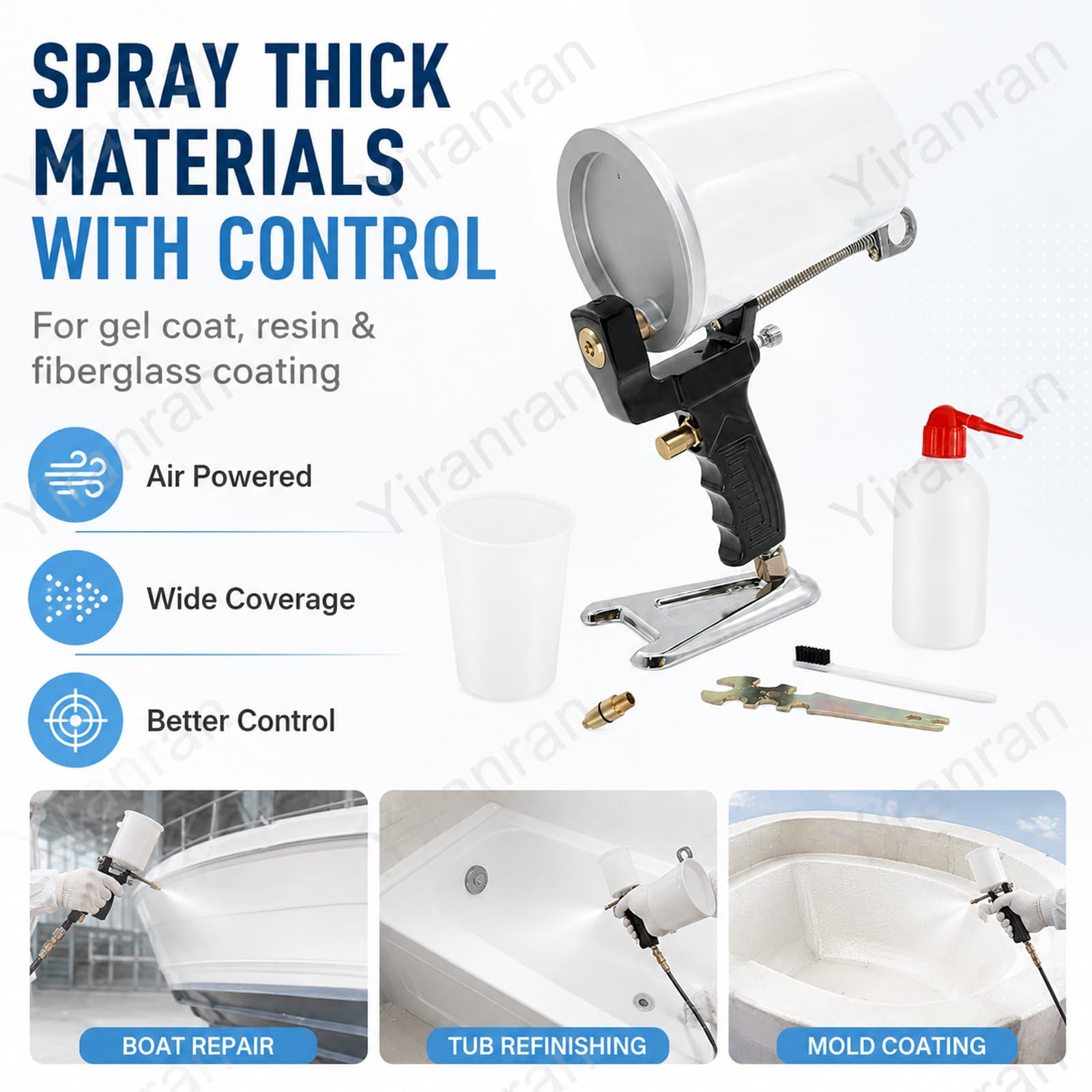 Gelcoat-Spritzpistole (Dump-Gun), Profi-Becherpistole, 4 mm Düsen, luftbetriebenes Spritzwerkzeug für Gelcoat & Harz, 0,4–0,5 MPa Luftdruck – für Gelcoat, Harz & Glasfaser