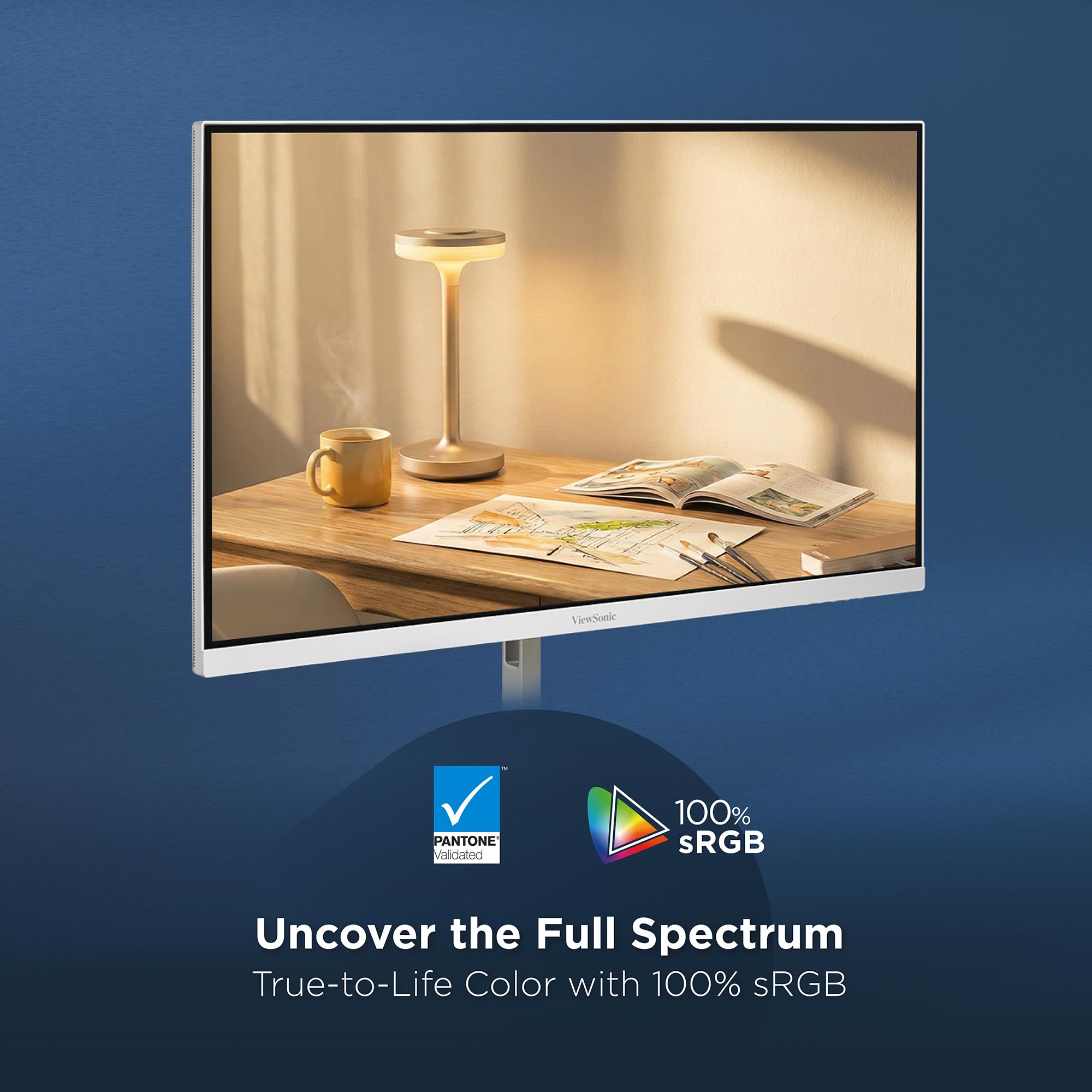 ViewSonic ColorPro VP2766-2K-W Monitor de 27 pulgadas 2K QHD, validado Pantone, Delta E<2, 100% sRGB, 90W USB-C, 120Hz, monitor creativo para diseño gráfico y edición de video, ergonómico, sin
