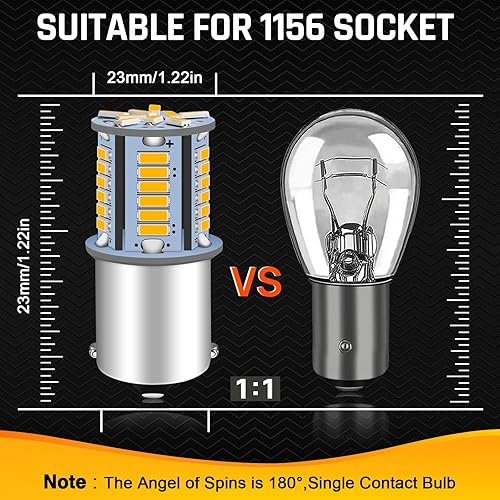 Miniatura 3 de Bombilla LED 1156, 7506 1141 1003 BA15S, bombillas blancas cálidas para interior de caravana, 4014 39-SMD, repuesto para 12 V, luz de techo interior