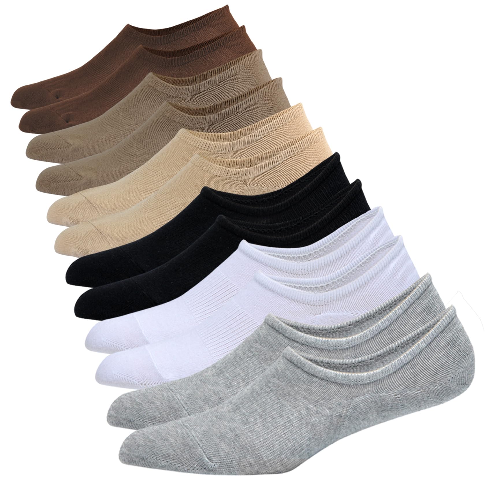 Jormatt Mens No Show Socks Cotton Low Cut Ankle Short Casual Socks Men With Non-Slip Grips, 6/8/12 Pairs