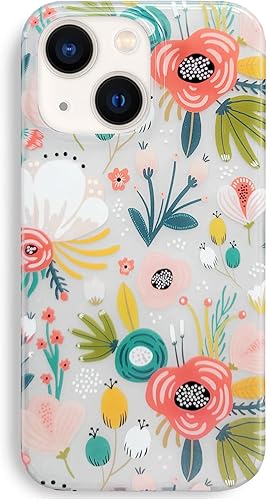J.west Funda protectora para iPhone 13 de 6.1 pulgadas, estética minimalista moderna, acuarela, bohemio, delgadas, líneas geométricas, patrón de